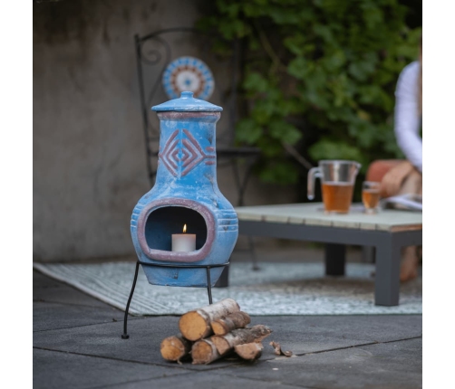 Redfire Dārza Kamīns Colima, Māls, Jūras Zils Un Sarkans, 886031