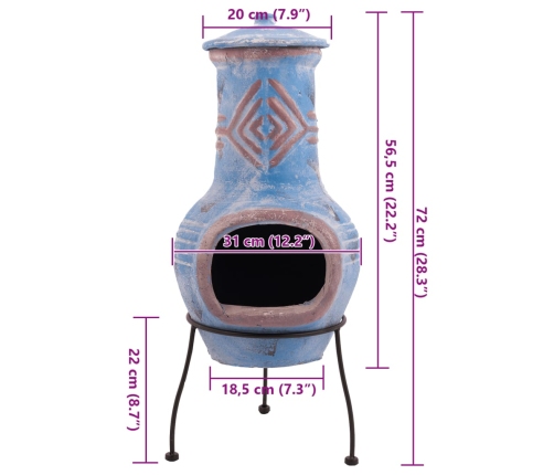 Redfire Dārza Kamīns Colima, Māls, Jūras Zils Un Sarkans, 886031