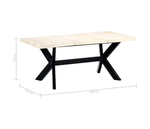 vidaXL virtuves galds, 180x90x75 cm, mango masīvkoks, balts