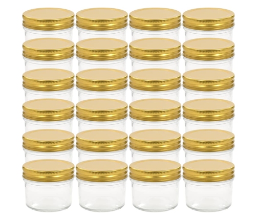 Ievārījuma Burciņas, Zelta Krāsas Vāciņi, 24 Gab., 110 Ml Vidaxl