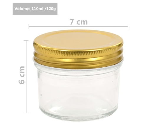 Ievārījuma Burciņas, Zelta Krāsas Vāciņi, 24 Gab., 110 Ml Vidaxl