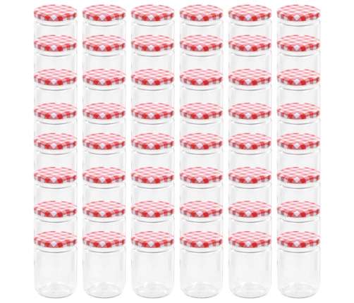 vidaXL ievārījuma burciņas, balti sarkani vāciņi, 48 gab., 230 ml