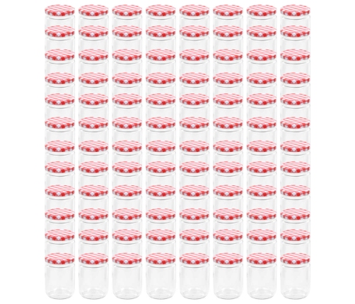 vidaXL ievārījuma burciņas, balti sarkani vāciņi, 96 gab., 230 ml