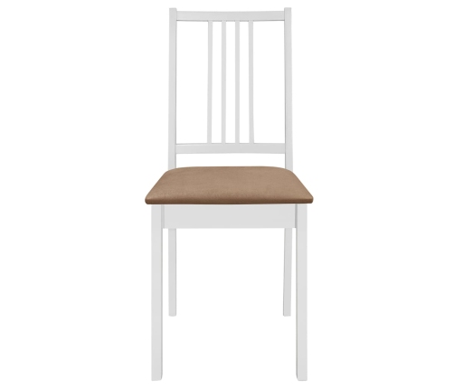 vidaXL virtuves krēsli ar matračiem, 2 gab., balts masīvkoks