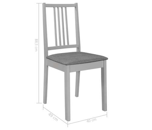 vidaXL virtuves krēsli ar matračiem, 2 gab., pelēks masīvkoks