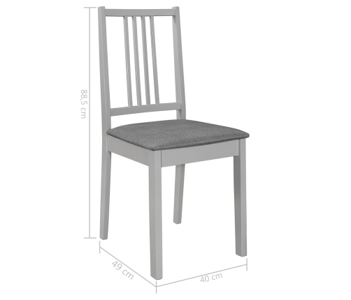 vidaXL virtuves krēsli ar matračiem, 4 gab., pelēks masīvkoks