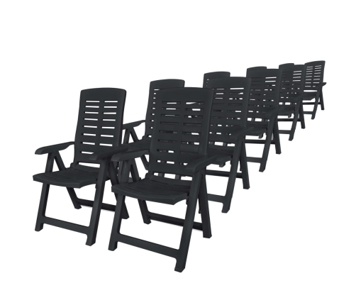 vidaXL 11-daļīgs dārza mēbeļu komplekts, plastmasa, antracītpelēks