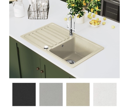 Virtuves Izlietne, Viena Bļoda, Bēša, Granīts Vidaxl