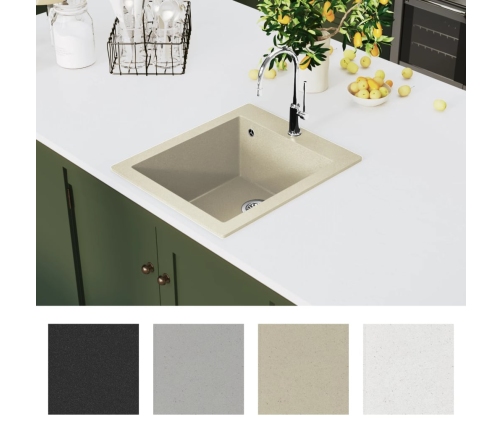 vidaXL virtuves izlietne, viena bļoda, bēša, granīts