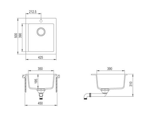 vidaXL virtuves izlietne, viena bļoda, bēša, granīts