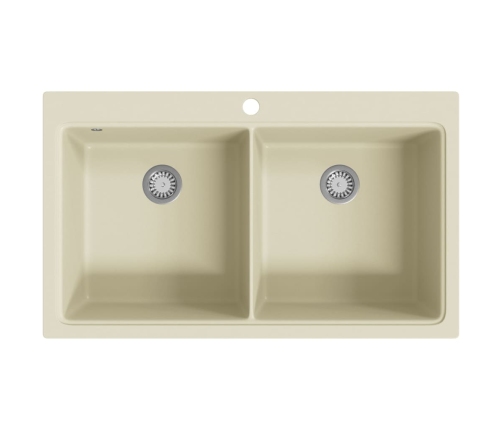 vidaXL virtuves izlietne, divas bļodas, bēša, granīts