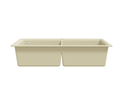 vidaXL virtuves izlietne, divas bļodas, bēša, granīts