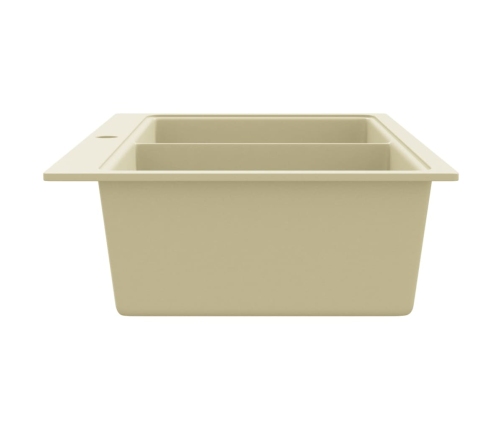 vidaXL virtuves izlietne, divas bļodas, bēša, granīts