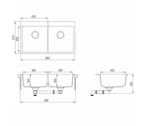 vidaXL virtuves izlietne, divas bļodas, bēša, granīts