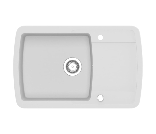 vidaXL virtuves izlietne, viena bļoda, balta, granīts