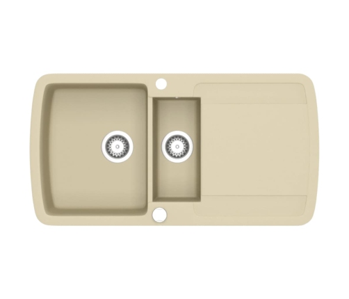 vidaXL virtuves izlietne, divas bļodas, bēša, granīts