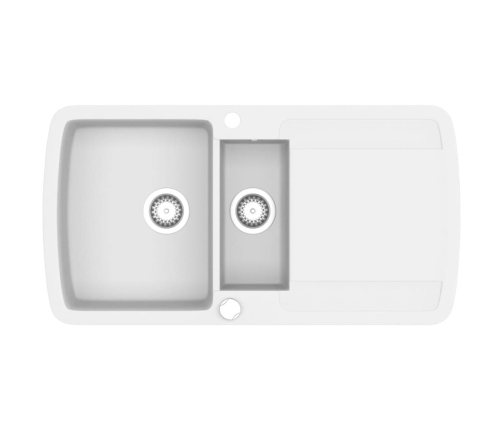 vidaXL virtuves izlietne, divas bļodas, balta, granīts