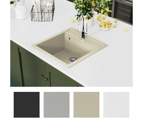 vidaXL virtuves izlietne, viena bļoda, bēšs granīts