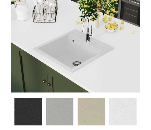 Virtuves Izlietne, Viena Bļoda, Balts Granīts Vidaxl