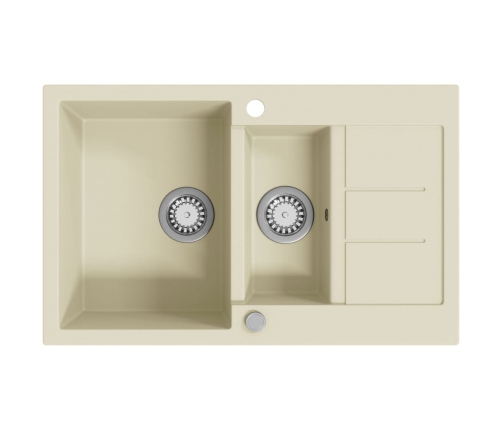 vidaXL virtuves izlietne, divas bļodas, bēšs granīts