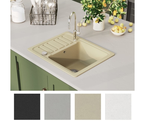 vidaXL virtuves izlietne, viena bļoda, bēšs granīts