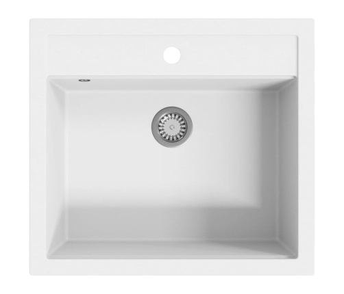 vidaXL virtuves izlietne, viena bļoda, balts granīts