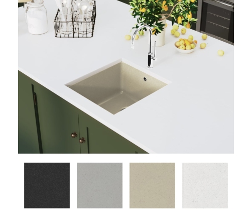 vidaXL virtuves izlietne, viena bļoda, bēšs granīts