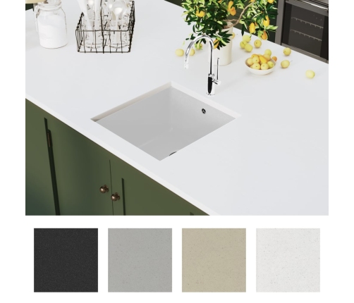 vidaXL virtuves izlietne, viena bļoda, balts granīts