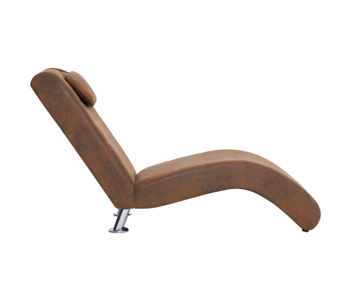 vidaXL zvilnis ar spilvenu, brūna mākslīgā zamšāda