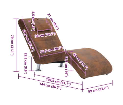 vidaXL zvilnis ar spilvenu, brūna mākslīgā zamšāda