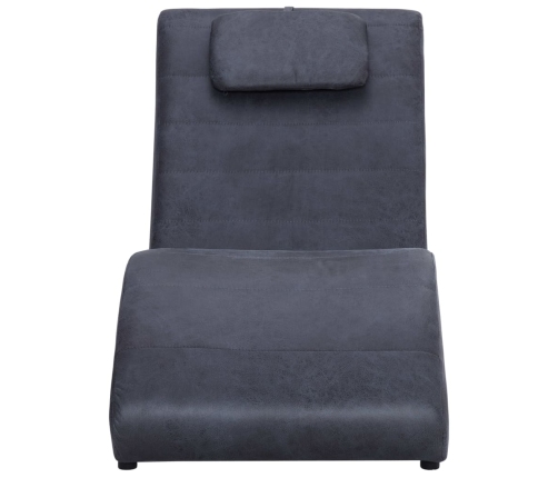 vidaXL zvilnis ar spilvenu, pelēka mākslīgā zamšāda