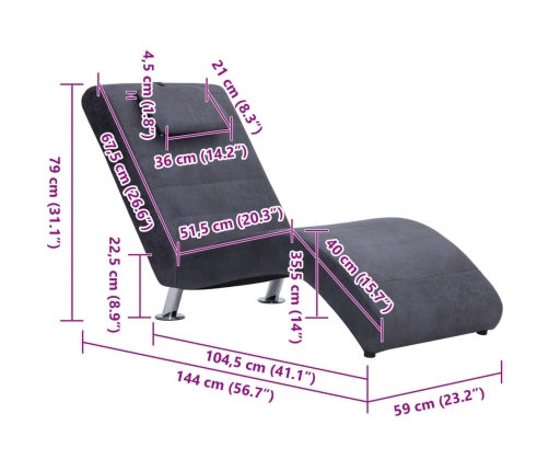 vidaXL zvilnis ar spilvenu, pelēka mākslīgā zamšāda