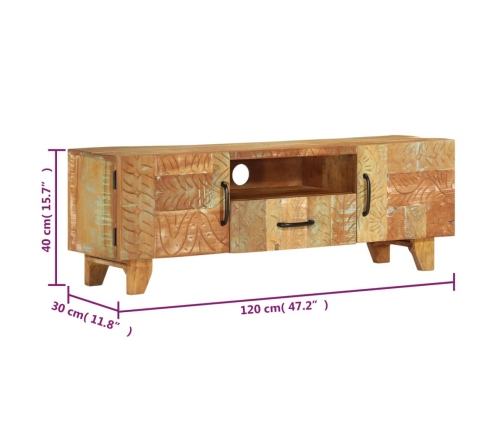 vidaXL TV skapītis, 120x30x40 cm, roku darbs, pārstrādāts masīvkoks