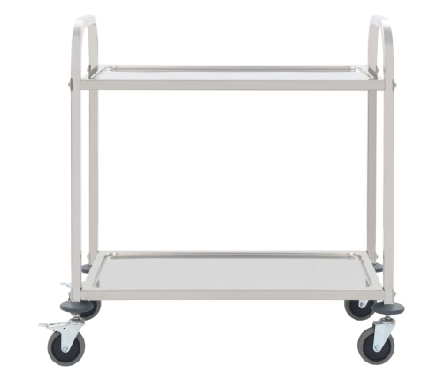 vidaXL virtuves ratiņi, 2 plaukti, 95x45x83,5 cm, nerūsējošs tērauds