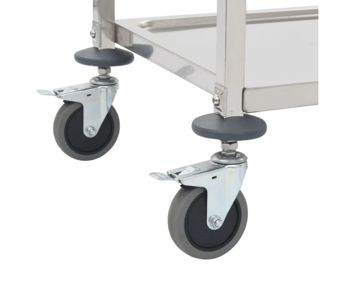 vidaXL virtuves ratiņi, 2 plaukti, 95x45x83,5 cm, nerūsējošs tērauds