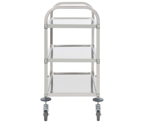 vidaXL virtuves ratiņi, 3 plaukti, 96,5x55x90 cm, nerūsējošs tērauds