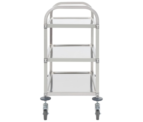 vidaXL virtuves ratiņi, 3 plaukti, 95x45x83,5 cm, nerūsējošs tērauds