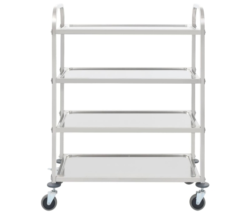 vidaXL virtuves ratiņi, 4 plaukti, 107x55x125 cm, nerūsējošs tērauds