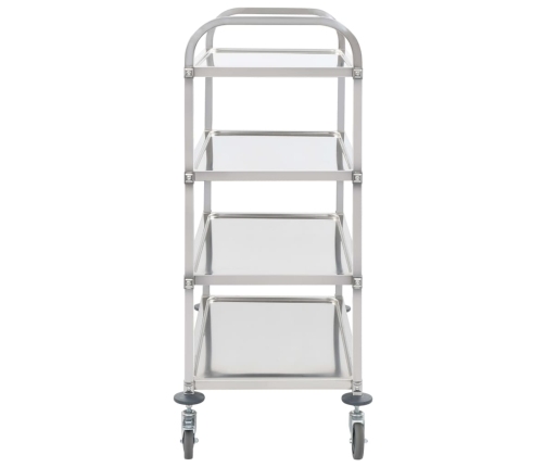 vidaXL virtuves ratiņi, 4 plaukti, 107x55x125 cm, nerūsējošs tērauds