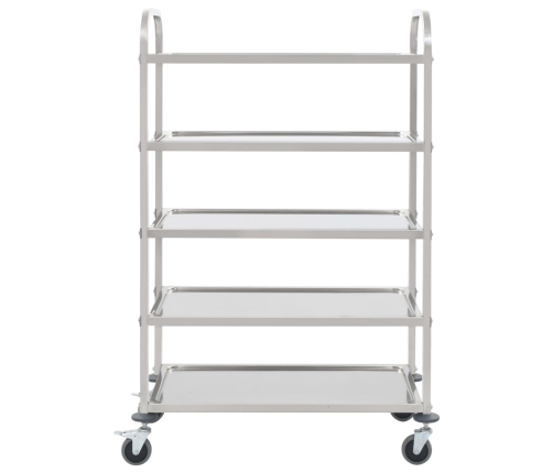 vidaXL virtuves ratiņi, 5 plaukti, 107x55x147 cm, nerūsējošs tērauds