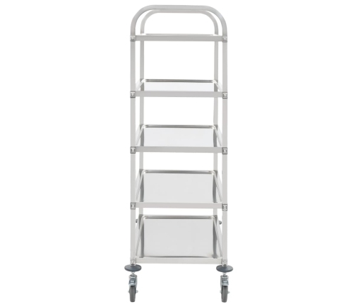 vidaXL virtuves ratiņi, 5 plaukti, 107x55x147 cm, nerūsējošs tērauds