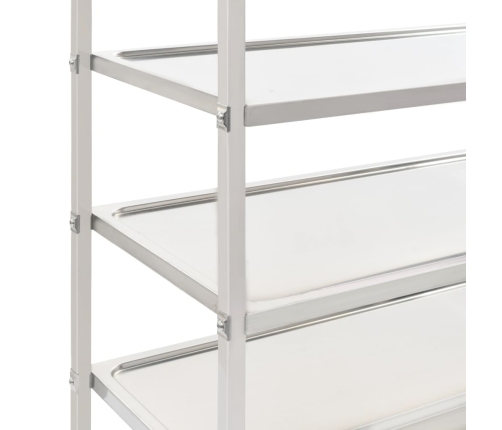 vidaXL virtuves ratiņi, 5 plaukti, 107x55x147 cm, nerūsējošs tērauds