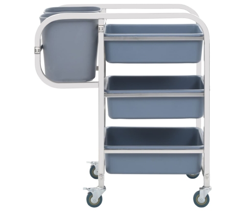 vidaXL virtuves ratiņi ar plastmasas konteineriem, 82x43,5x93 cm