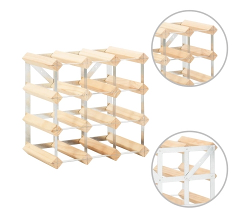 vidaXL vīna pudeļu statīvs 12 pudelēm, priedes masīvkoks