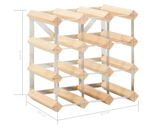 vidaXL vīna pudeļu statīvs 12 pudelēm, priedes masīvkoks