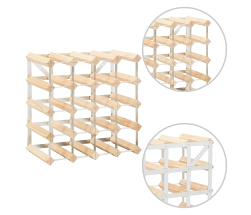 vidaXL vīna pudeļu statīvs 20 pudelēm, priedes masīvkoks