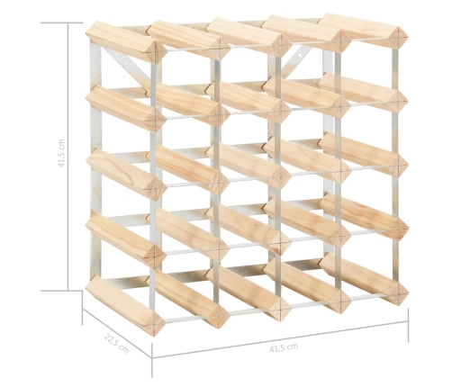 vidaXL vīna pudeļu statīvs 20 pudelēm, priedes masīvkoks