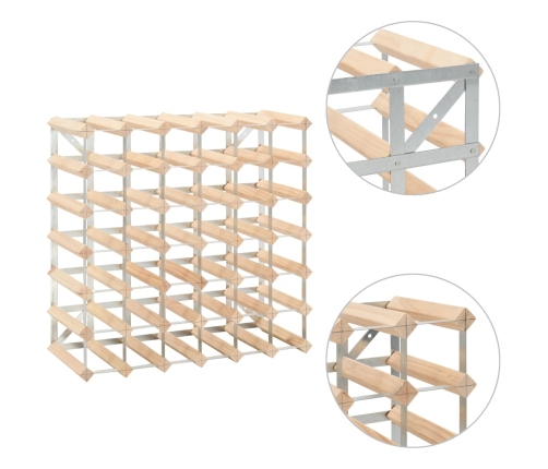 vidaXL vīna pudeļu statīvs 42 pudelēm, priedes masīvkoks