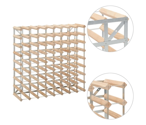 vidaXL vīna pudeļu statīvs 72 pudelēm, priedes masīvkoks
