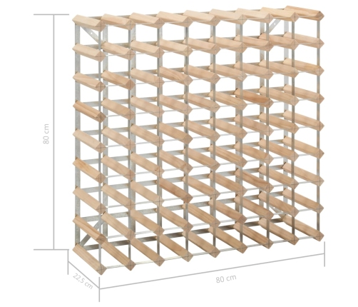 vidaXL vīna pudeļu statīvs 72 pudelēm, priedes masīvkoks